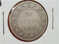 1896 G-04 Newfoundland 20 Cent Coin