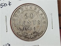 1909 VG-08 Newfoundland 50 Cent Coin