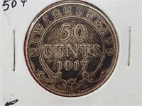 1917 F-12 Newfoundland 50 Cent Coin