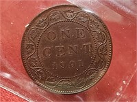 Certified 1 Cent 1901 Brown MS-60 ICCS:XDP 643