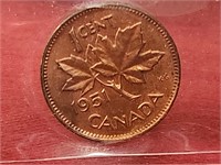 Certified 1 Cent 1951 Red and Brown MS-63 ICCS: