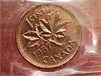 Certified 1 Cent 1957 Red PL-65 ICCS: ZT 830