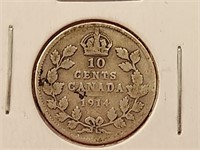 1914 Canada 10 Cent Coin G-04