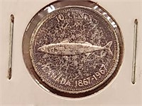 1967 Canada Silver 10 Cent Coin AU-50
