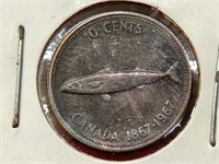 1967 Canada Silver 10 Cent Coin AU-50