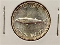 1967 Canada Silver 10 Cent Coin MS-60