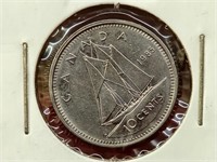 1985 Canada 10 Cent Coin AU-50