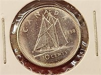 1990 Canada 10 Cent Coin AU-50