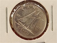 1992 Canada 10 Cent Coin MS-60