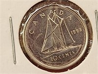 1993 Canada 10 Cent Coin MS-60
