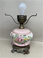 Hand painted flower, table lamp, vintage