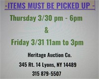 **PLEASE NOTE AUCTION PICKUP TIME**
