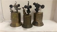 3 Brass plumbers blow torches