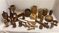 Large Lot Wooden collectibles - some hand carved