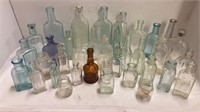Large lot Antique glass medicine bottles & more
