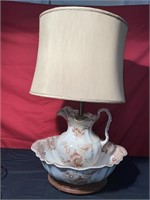 Wash basin pitcher and bowl lamp