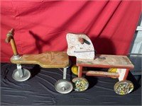 Vintage wooden, riding toys does have wear