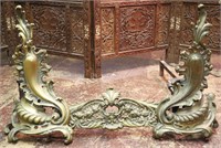 French Brass Fireplace Andirons