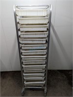 FULL SIZE ALUMINUM PAN RACK W/15 DOUGH BINS