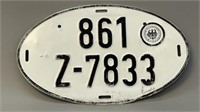 West German Oval License Plate 1960-70's