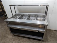 4 WELL STAINLESS STEEL STEAM TABLE W/PLATE RAIL