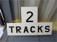 Railway Cast Iron 2 Track Train Crossing Sign OLD