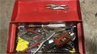 Metal Tool Box with Vintage Tools