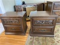 pair of vintage night stands & headboard -match120