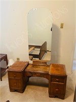 vintage vanity with tall mirror - no bench