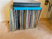 collection of LP's with wire rack