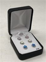 set of 3 Sterling Silver Opal Earrings
