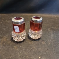 Pair of Indiana Glass Flashed Red Candle Tapers
