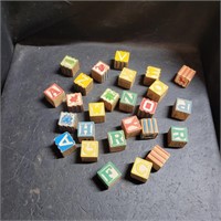 Vintage Wood Childrens Alphabet Blocks