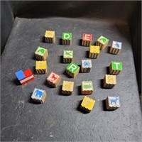 Vintage Wood Childrens Alphabet Blocks