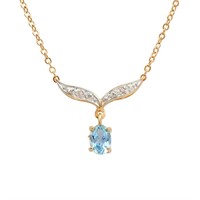 Plated 18KT Yellow Gold 2.65ct Blue Topaz and Diam