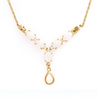 Plated 18KT Yellow Gold 1.95ctw Opal and White Top