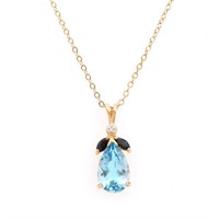 Plated 18KT Yellow Gold 5.45ctw Blue Topaz and Bla