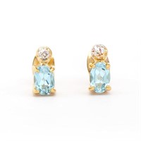 Plated 18KT Yellow Gold 1.12cts Blue Topaz and Dia