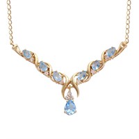 Plated 18KT Yellow Gold 4.00ctw Blue and White Top