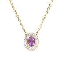 Plated 18KT Yellow Gold 0.65ct Amethyst and Diamon