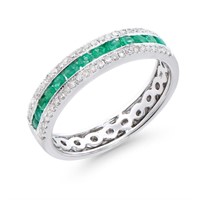 14KT White Gold 0.50ctw Emerald and Diamond Ring