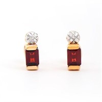 Plated 18KT Yellow Gold 1.04cts Garnet and Diamond