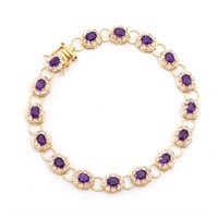 Plated 18KT Yellow Gold 5.45ctw Amethyst and Diamo