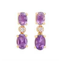 Plated 18KT Yellow Gold 2.22cts Amethyst and Diamo