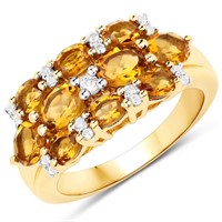 Plated 14KT Yellow Gold 2.28ctw Citrine and White