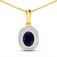14KT Yellow Gold 1.3ct Blue Sapphire and Diamond P