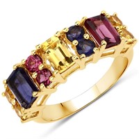 Plated 14KT Yellow Gold 2.68ctw Multi Color Gemsto