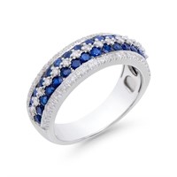14KT White Gold 1.25ctw Blue Sapphire and Diamond