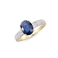 14KT Yellow Gold 2.05ct Blue Sapphire and Diamond