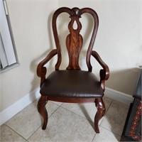 2 Wood and Leather Side Chairs